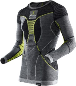 Funkční tričko Apani Merino By X-Bionic Fastflow Shirt Long Round Neck Men - Black/Grey/Yellow